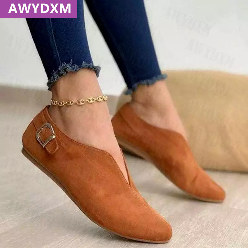 2022 m. pavasario ruduo Nauji Loafers Moteriški batai Minkšti madingi plokščiapadžiai Zapatos moteriški plius dydžio 35–43 smailūs pirštai sekli batai Mujer
