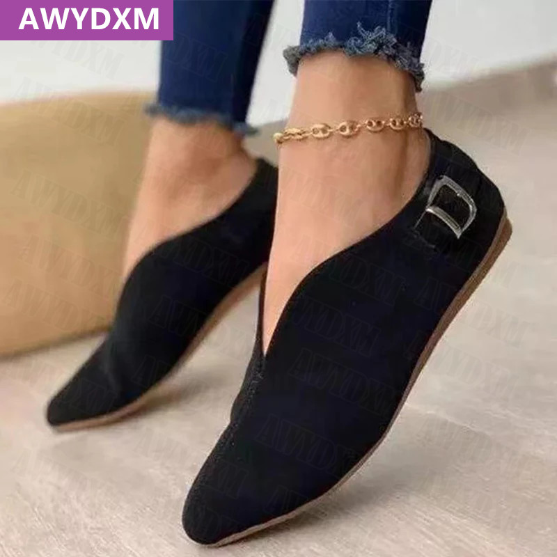 2022 m. pavasario ruduo Nauji Loafers Moteriški batai Minkšti madingi plokščiapadžiai Zapatos moteriški plius dydžio 35–43 smailūs pirštai sekli batai Mujer