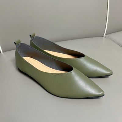 Γυναικεία παπούτσια Plus Size 43 44 45 Καλοκαιρινά ίσια παπούτσια με μύτη 2023 καλοκαιρινά δερμάτινα φλατ Μαλακά παπούτσια γραφείου Ρηχά γυναικεία παπούτσια