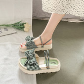 Moda coreeană 2022 pentru femei, papuci de plajă doi-în-unul, sandale, stil zână, talpă groasă, papuci de plajă pentru femei, cu nod fluture