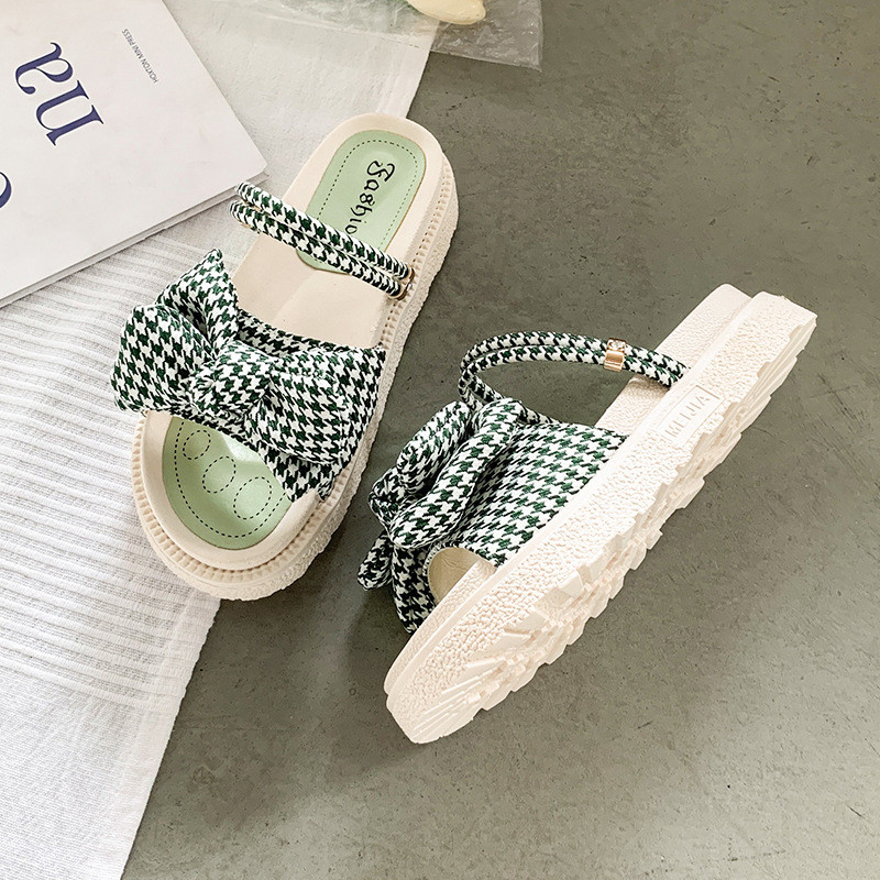 Moda coreeană 2022 pentru femei, papuci de plajă doi-în-unul, sandale, stil zână, talpă groasă, papuci de plajă pentru femei, cu nod fluture