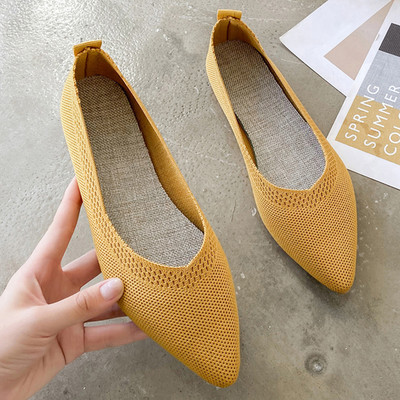 Pantofi pentru femei 2023, pantofi cu plasă, pantofi de balet, elastici, respirabili, cu fundul moale, cu vârf ascuțit.