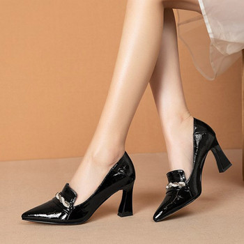 Дамски помпи, лачени обувки с високи токчета, рокли, метални обувки с остри пръсти Ol, офис дамски обувки, дамски обувки тип лодка zapatos mujer 8939N