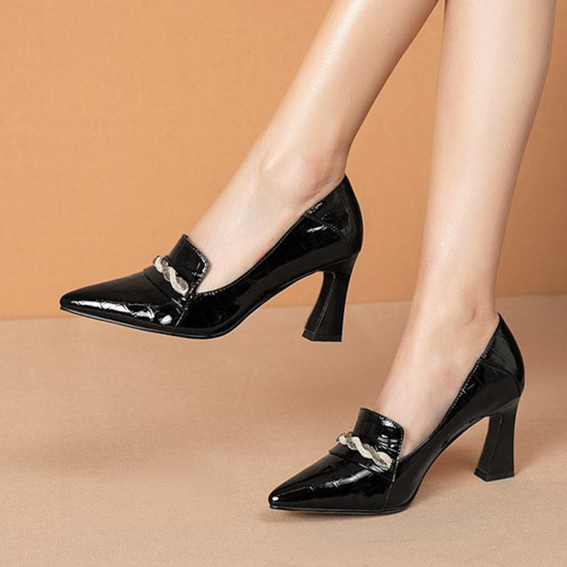 Sieviešu Pumpas Lakādas Augstpapēžu Kurpes Kleitas Kurpes Metāla smails purngals Birojs Sieviešu Kurpes Sieviešu Laivu Kurpes zapatos mujer 8939N