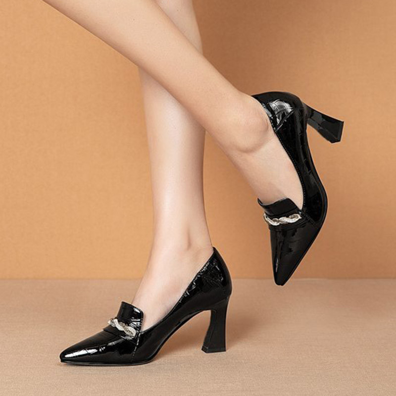 Sieviešu Pumpas Lakādas Augstpapēžu Kurpes Kleitas Kurpes Metāla smails purngals Birojs Sieviešu Kurpes Sieviešu Laivu Kurpes zapatos mujer 8939N