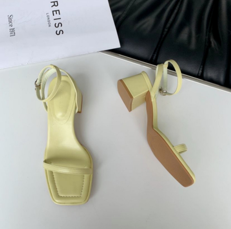 Naise kandilise varbaga pandlaga rihmaga sandaalid 2022, suvised naised, paksud kontsad, naised, vabaaja jalatsid Naiste kitsa riba kingad jalatsid