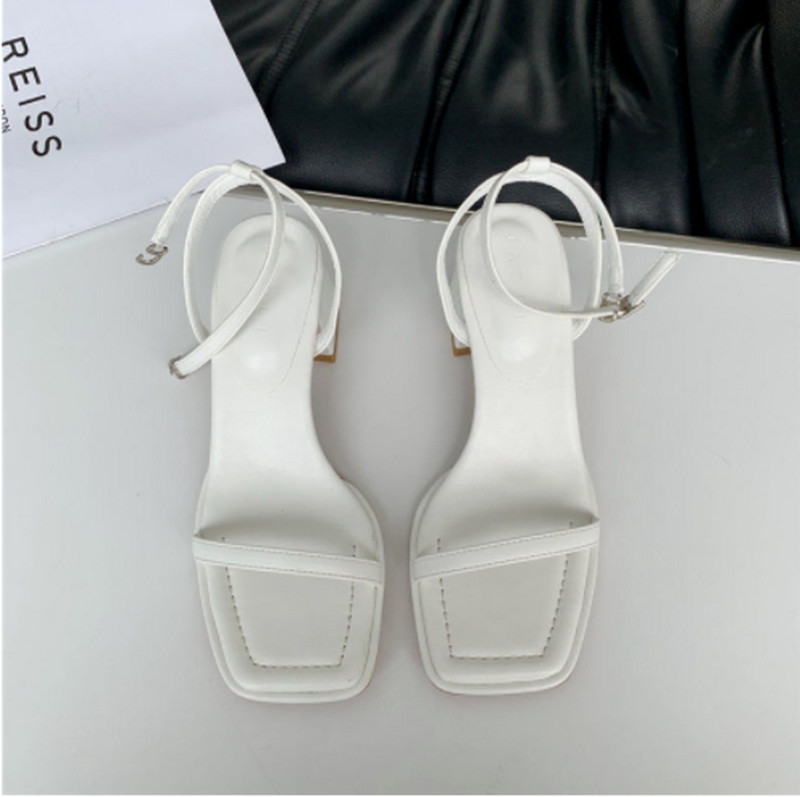 Naise kandilise varbaga pandlaga rihmaga sandaalid 2022, suvised naised, paksud kontsad, naised, vabaaja jalatsid Naiste kitsa riba kingad jalatsid