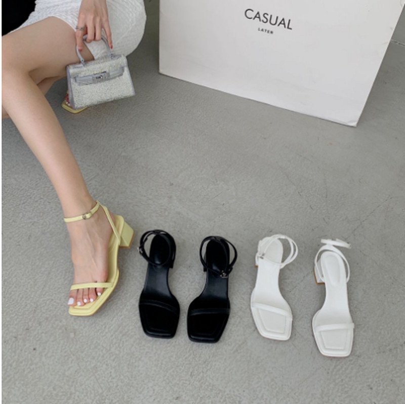 Naise kandilise varbaga pandlaga rihmaga sandaalid 2022, suvised naised, paksud kontsad, naised, vabaaja jalatsid Naiste kitsa riba kingad jalatsid
