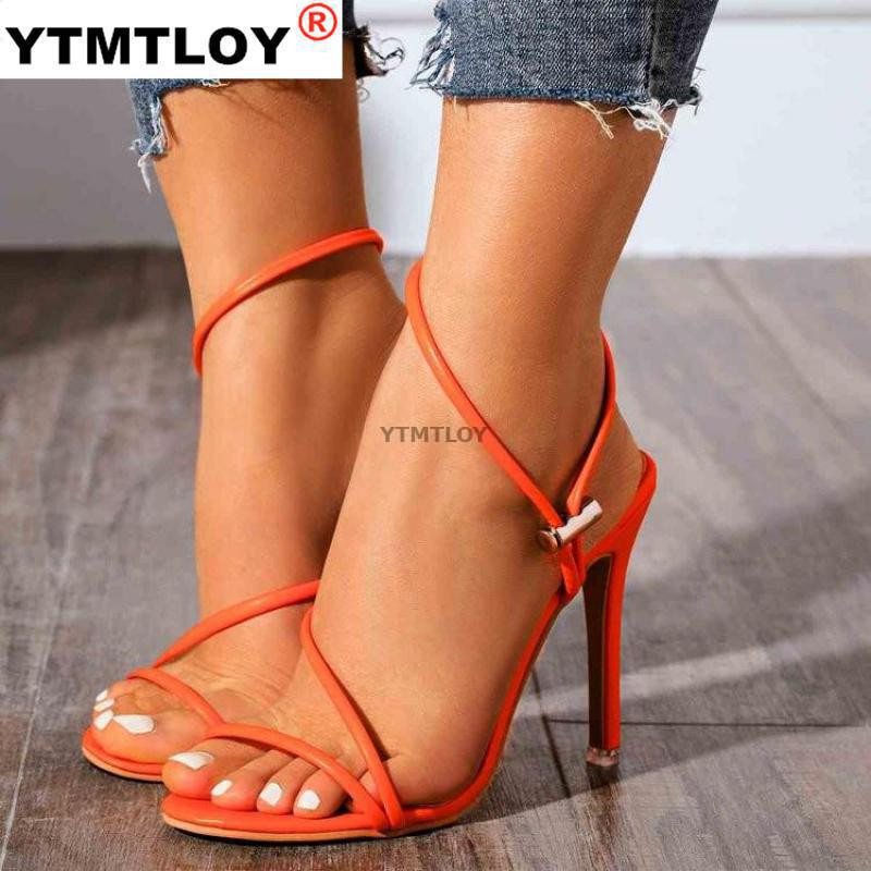 Sandale de vară Culoarea bomboană Vârf ascuțit Dantela Curea la gleznă Petrecere Tocuri înalte Pumpshigh Toc subțire Damă Casual Cataramă Curea încrucișată