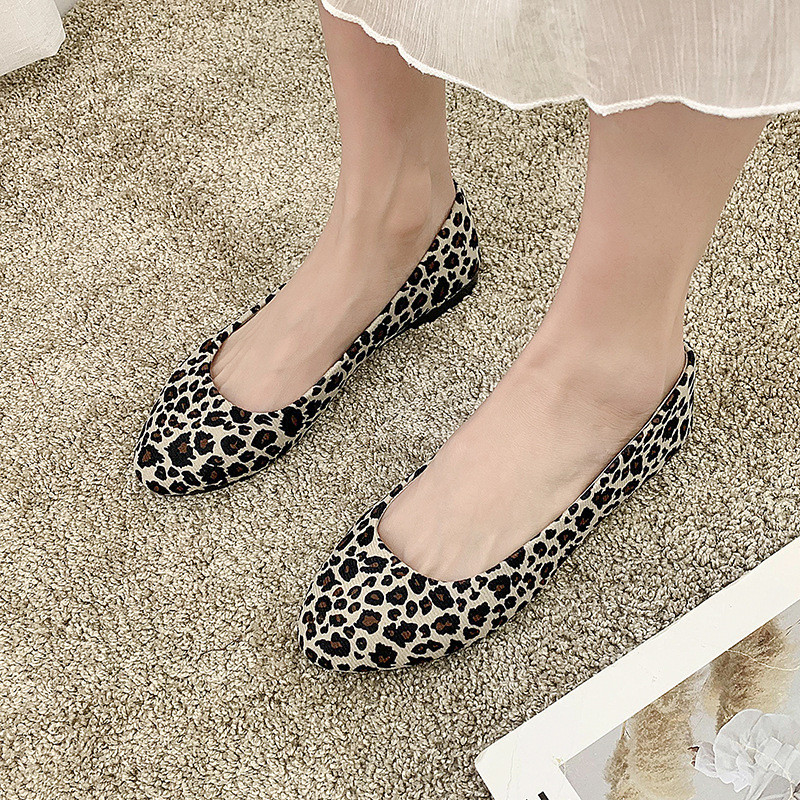 2020, noua toamnă pentru femei, pantofi cu slip on, pantofi cu imprimeu leopard, pantofi ocazional, pantofi pentru fete, balerină, mărime mare, cu gură adâncă