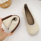 2023 Nové ležérne topánky Patchwork Diery Baleríny Dámske okrúhle špičky Pletené látkové mokasíny Dámske tenisky na plochom podpätku
