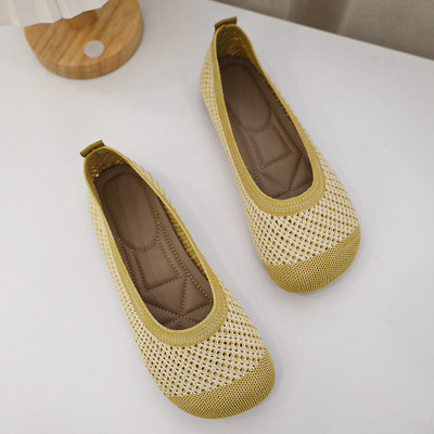 2023 Nové ležérne topánky Patchwork Diery Baleríny Dámske okrúhle špičky Pletené látkové mokasíny Dámske tenisky na plochom podpätku