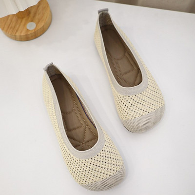 2023 Nové ležérne topánky Patchwork Diery Baleríny Dámske okrúhle špičky Pletené látkové mokasíny Dámske tenisky na plochom podpätku