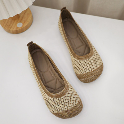 2023 Nové ležérne topánky Patchwork Diery Baleríny Dámske okrúhle špičky Pletené látkové mokasíny Dámske tenisky na plochom podpätku