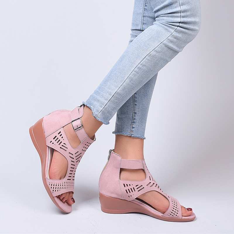 Γυναικεία πέδιλα Wedges Άνετα Υπαίθρια Πλατφόρμα Gladiator Ρωμαϊκά ψηλοτάκουνα παπούτσια Party Hollow Out Χοντρό τακούνι με φερμουάρ