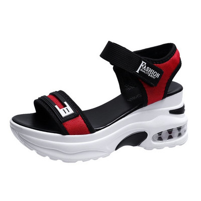 Sieviešu apavi 2023. gada modes sandales vasarā Sieviešu augstpapēžu sandales ar biezu zoli ar atvērtu purngalu, ērtas, vienkāršas pludmales