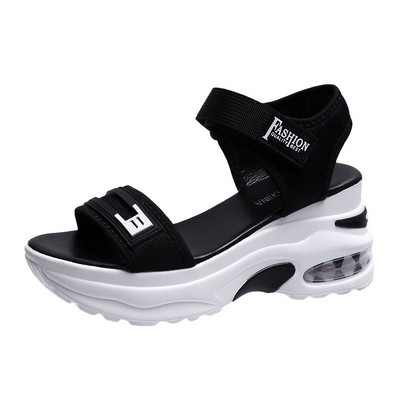 Sieviešu apavi 2023. gada modes sandales vasarā Sieviešu augstpapēžu sandales ar biezu zoli ar atvērtu purngalu, ērtas, vienkāršas pludmales