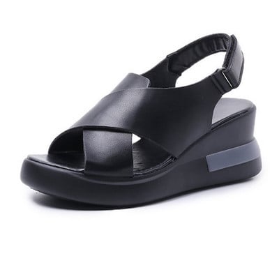 Sandale de damă cu vârf deschis la modă, vara 2023, sandale anti-alunecare pentru exterior, încălțăminte cu cataramă cu pană, pantofi pentru femei