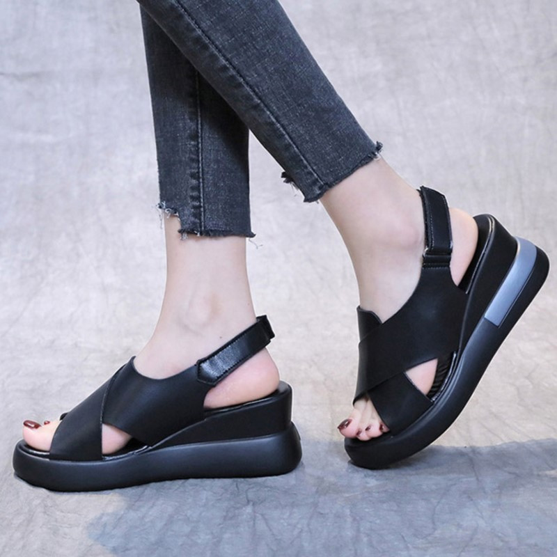 Sandale de damă cu vârf deschis la modă, vara 2023, sandale anti-alunecare pentru exterior, încălțăminte cu cataramă cu pană, pantofi pentru femei