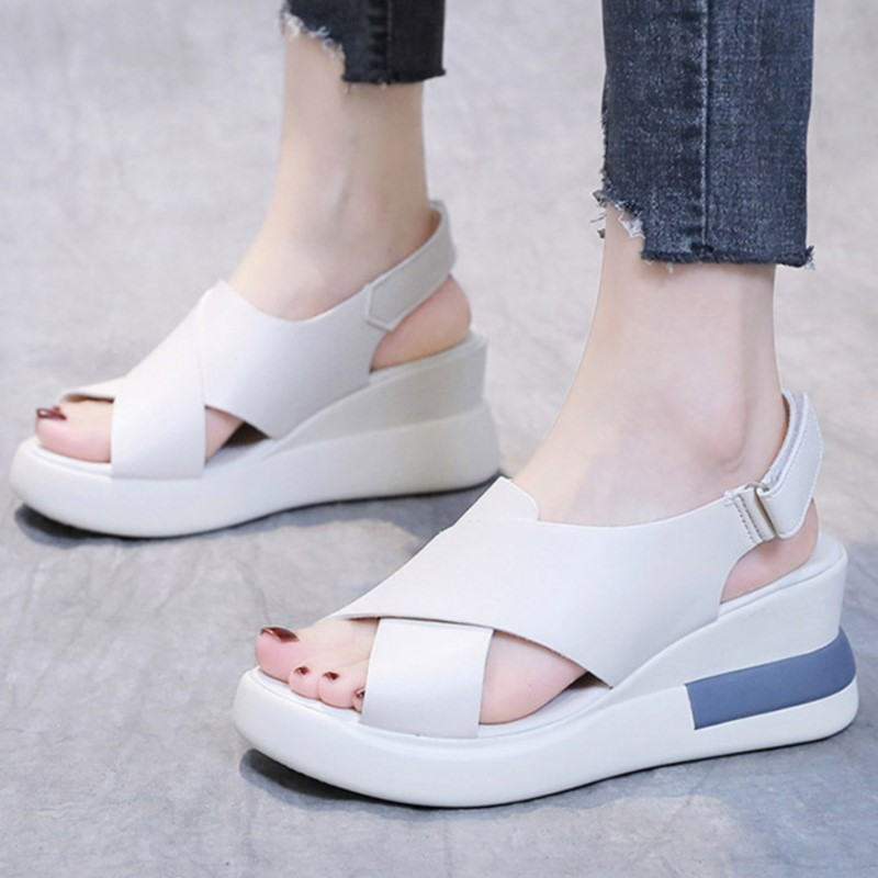 Sandale de damă cu vârf deschis la modă, vara 2023, sandale anti-alunecare pentru exterior, încălțăminte cu cataramă cu pană, pantofi pentru femei