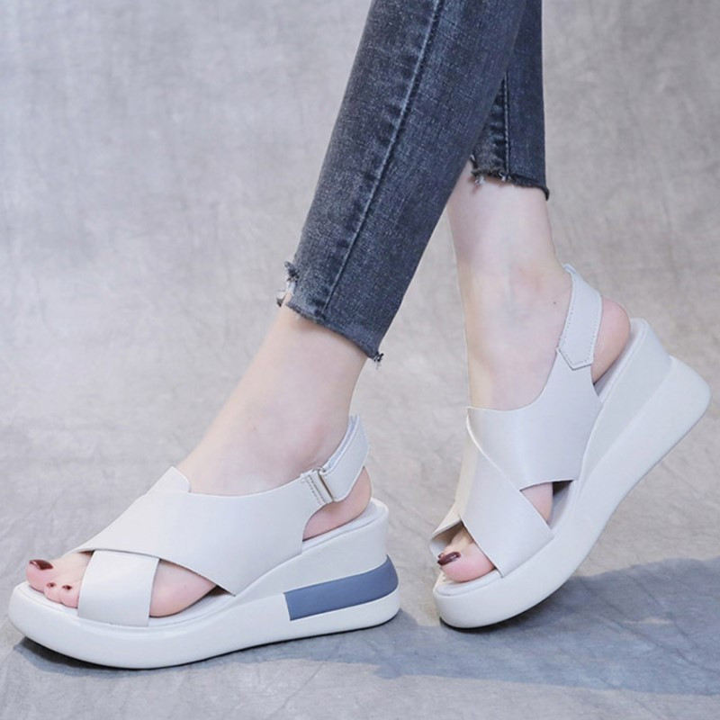 Sandale de damă cu vârf deschis la modă, vara 2023, sandale anti-alunecare pentru exterior, încălțăminte cu cataramă cu pană, pantofi pentru femei