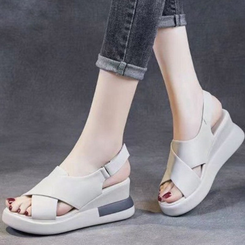 Sandale de damă cu vârf deschis la modă, vara 2023, sandale anti-alunecare pentru exterior, încălțăminte cu cataramă cu pană, pantofi pentru femei