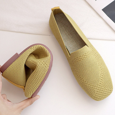 Plakanie apavi Sieviešu 2023. gada pavasaris, jauns elpojošs, mīksts dibens, neslīdošs grūtnieču apavi Mokasīni, sieviešu trikotāžas, sieta laivu apavi