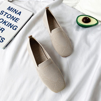 Plakanie apavi Sieviešu 2023. gada pavasaris, jauns elpojošs, mīksts dibens, neslīdošs grūtnieču apavi Mokasīni, sieviešu trikotāžas, sieta laivu apavi