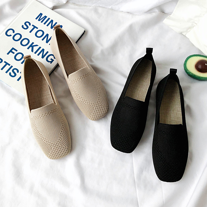Plakanie apavi Sieviešu 2023. gada pavasaris, jauns elpojošs, mīksts dibens, neslīdošs grūtnieču apavi Mokasīni, sieviešu trikotāžas, sieta laivu apavi