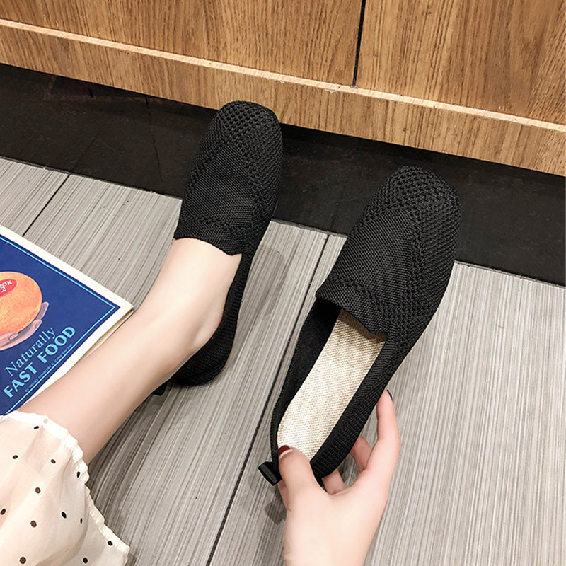 Plakanie apavi Sieviešu 2023. gada pavasaris, jauns elpojošs, mīksts dibens, neslīdošs grūtnieču apavi Mokasīni, sieviešu trikotāžas, sieta laivu apavi