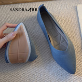 SANDRA JRR 2022, pantofi solizi, pantofi pentru femei, casual, conciși, cu toc plat, pantofi cu alunecare, espadrile de tricotat, primăvară, vară, toamnă