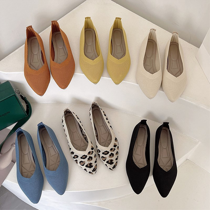 SANDRA JRR 2022, pantofi solizi, pantofi pentru femei, casual, conciși, cu toc plat, pantofi cu alunecare, espadrile de tricotat, primăvară, vară, toamnă