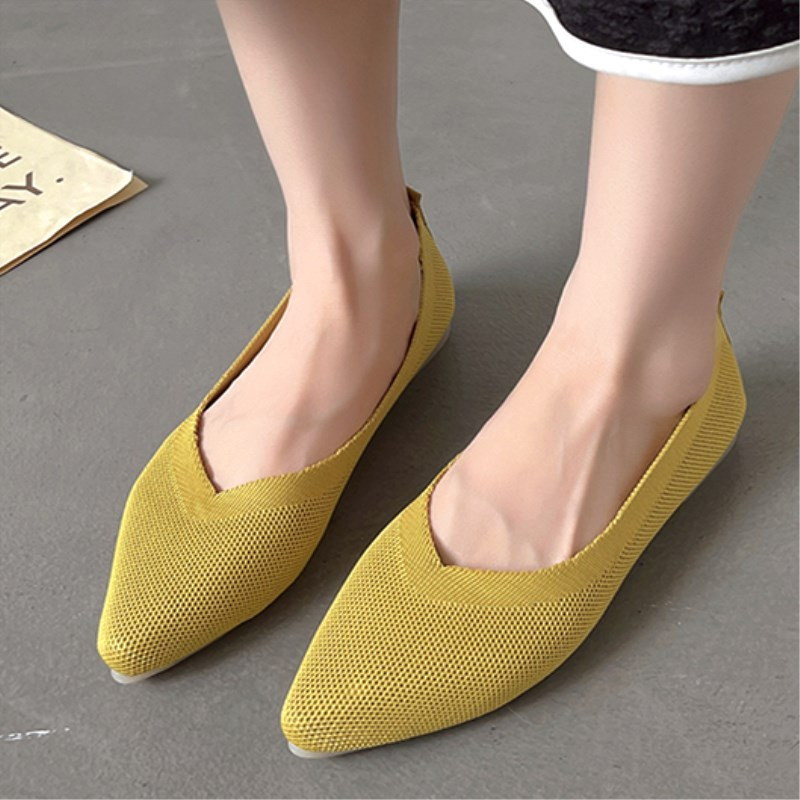 SANDRA JRR 2022, pantofi solizi, pantofi pentru femei, casual, conciși, cu toc plat, pantofi cu alunecare, espadrile de tricotat, primăvară, vară, toamnă