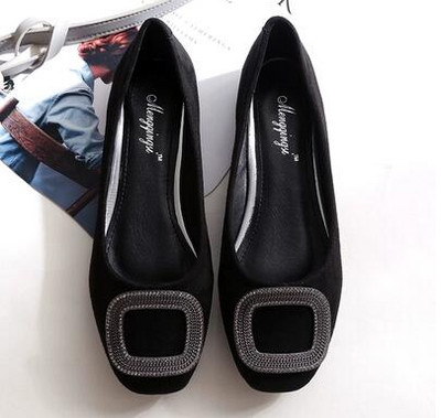 Lady Balleti Lamedad kingad Naiste Lameda kontsaga kingad Square Head Flock Nahast Metallkaunistus Slip Lolita Kingad Zapatos De Mujer Flats