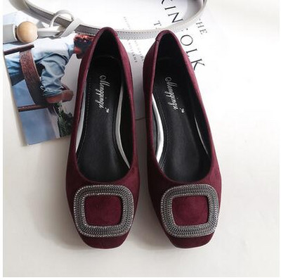 Lady Balleti Lamedad kingad Naiste Lameda kontsaga kingad Square Head Flock Nahast Metallkaunistus Slip Lolita Kingad Zapatos De Mujer Flats