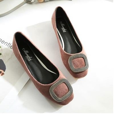 Lady Balleti Lamedad kingad Naiste Lameda kontsaga kingad Square Head Flock Nahast Metallkaunistus Slip Lolita Kingad Zapatos De Mujer Flats