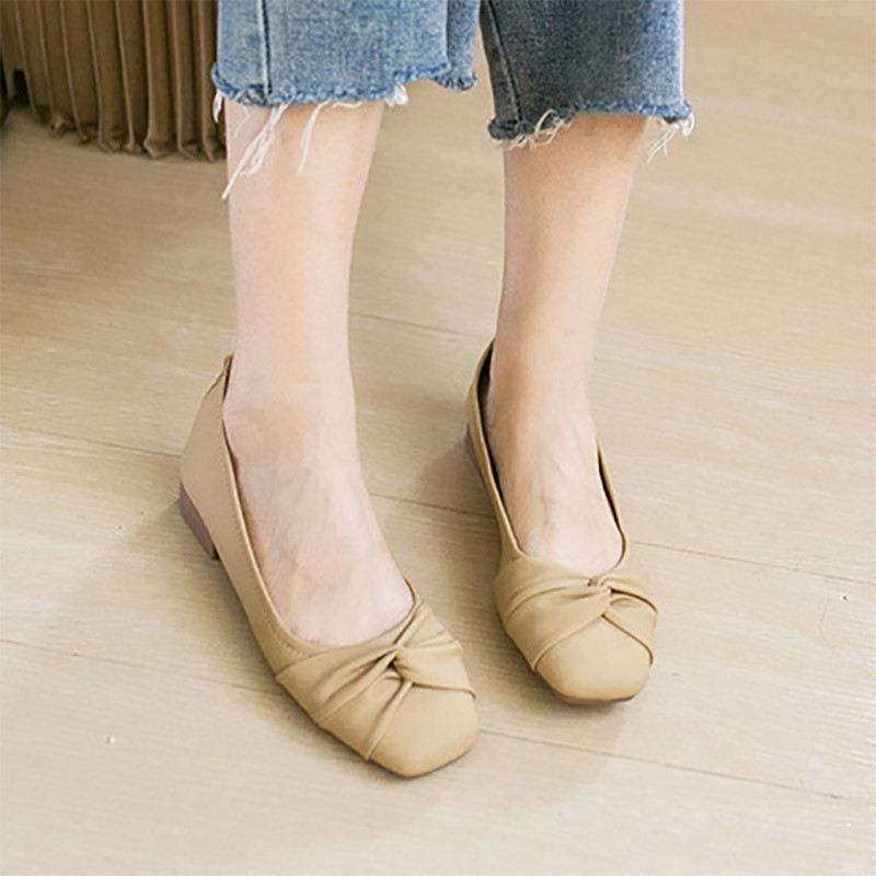 Női lapos, négyszögletes orrú csónakcipő, hajtogatott slip on női cipő Irodai alacsony sarkú kényelmes női cipő balett lapos 9776N