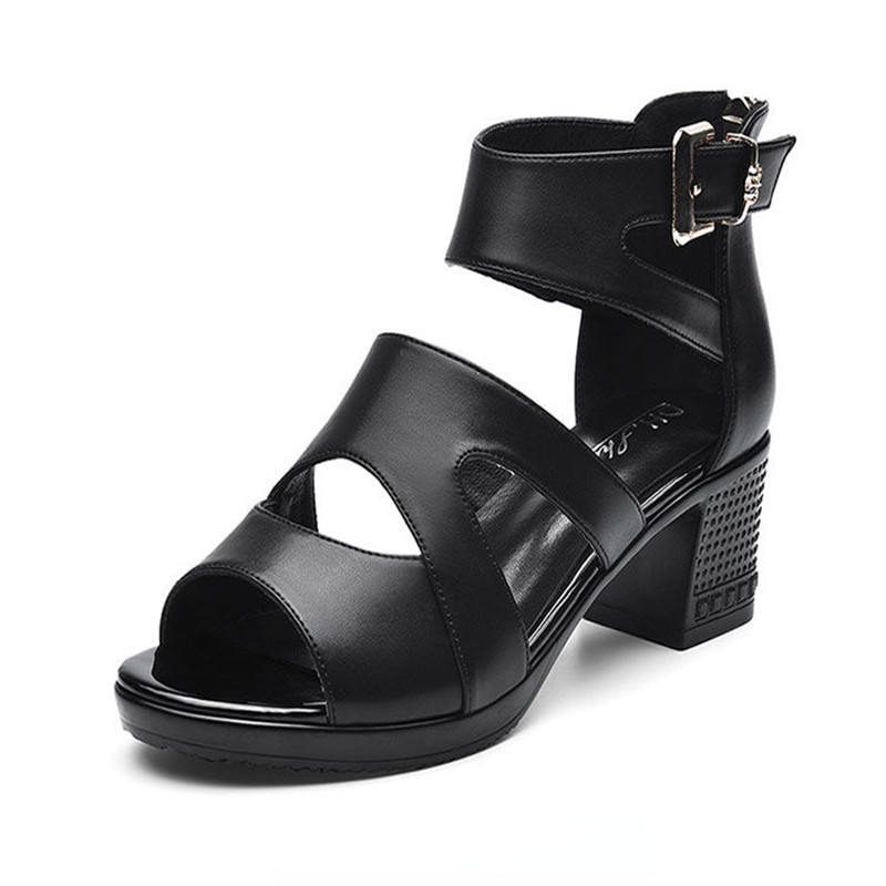 2020 New Woman Summer Sandaalid Rooma kalasuu naiste paksu kontsaga kõrge kontsaga kingad paks tallaga mitmekülgsed keskmise kontsaga naiste kingad