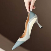 2023, primăvară, vară, culori mixte, cu vârf ascuțit, cu toc înalt, pantofi single, pantofi de piele stil stiletto, pantofi eleganti pentru femei
