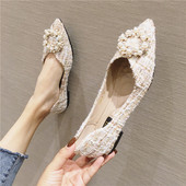 Pantofi retro pentru femeie cu vârf ascuțit, primăvară/toamnă, pantofi plati, confortabili și puțin adânci, pantofi de lucru pentru femei, pantofi ușori de mers pe jos