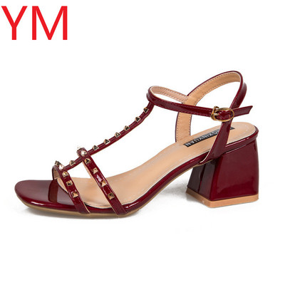 Pantofi de vară fierbinți, sandale pentru femei, sandale de petrecere pentru femei, 2020, cu vârf deschis, cu cataramă, curea cu nituri, cu tocuri înalte, dame, peep retro, stiletto