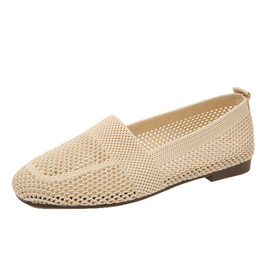 2022 tavaszi és őszi női új hálós balettcipők Négyszögletes lábujjcipők Légáteresztő lapos cipők Divat Alkalmi anya csónakcipők