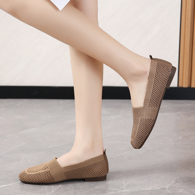 2022 tavaszi és őszi női új hálós balettcipők Négyszögletes lábujjcipők Légáteresztő lapos cipők Divat Alkalmi anya csónakcipők