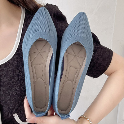 EOEODOIT Jarné letné balerínky Dámske espadrilky Mäkké pletené tenisky so špicatou špičkou, plochý podpätok, mokasíny, lodičky