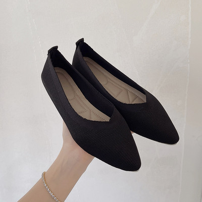 EOEODOIT Jarné letné balerínky Dámske espadrilky Mäkké pletené tenisky so špicatou špičkou, plochý podpätok, mokasíny, lodičky