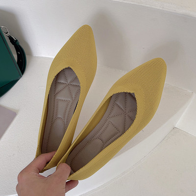 EOEODOIT Jarné letné balerínky Dámske espadrilky Mäkké pletené tenisky so špicatou špičkou, plochý podpätok, mokasíny, lodičky