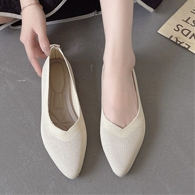 EOEODOIT Jarné letné balerínky Dámske espadrilky Mäkké pletené tenisky so špicatou špičkou, plochý podpätok, mokasíny, lodičky