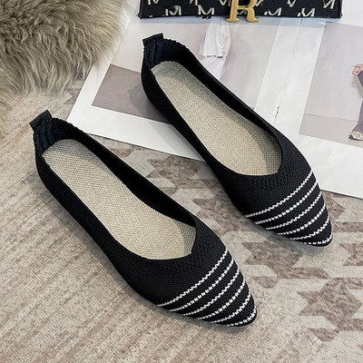 EOEODOIT Jarné letné balerínky Dámske espadrilky Mäkké pletené tenisky so špicatou špičkou, plochý podpätok, mokasíny, lodičky
