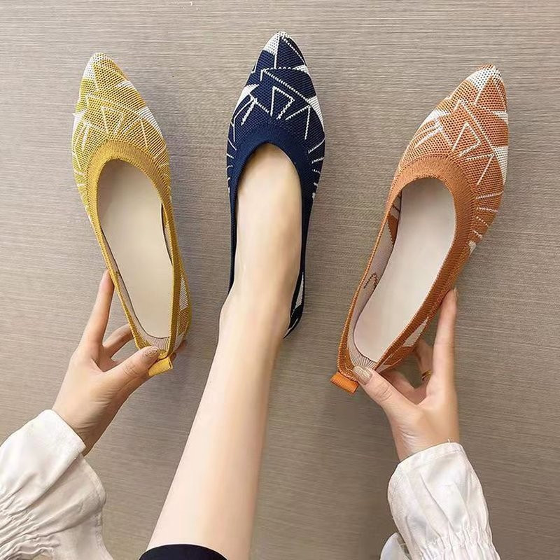 Uued 2022 naiste tasapinnalised kingad mood vaba aja veetmine mugav kõndimine suur terava otsaga madal elastne kudumine nägu mitmekülgne