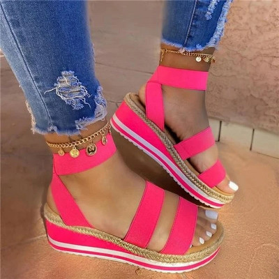 Sandale cu pană pentru femei, pantofi cu șarpe de vară, cu imprimeu etnic, la modă, pantofi casual, pantofi cu șireturi, pantofi pentru plajă, mari, sandale